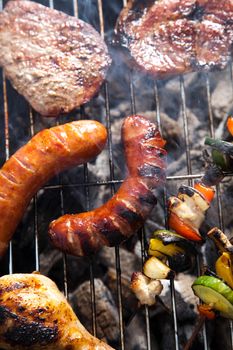Barbecue a hot summer evening, Grilling