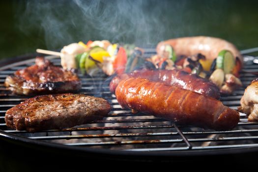 Barbecue a hot summer evening, Grilling