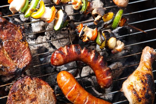 Barbecue a hot summer evening, Grilling