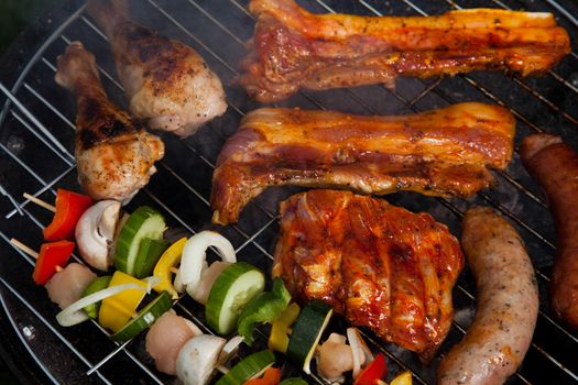 Grilling, bright colorful vivid theme