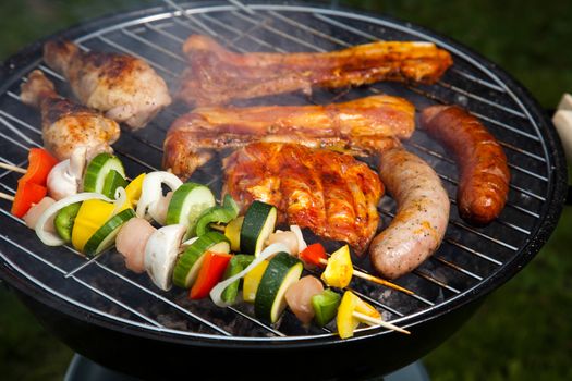 Grilling, bright colorful vivid theme