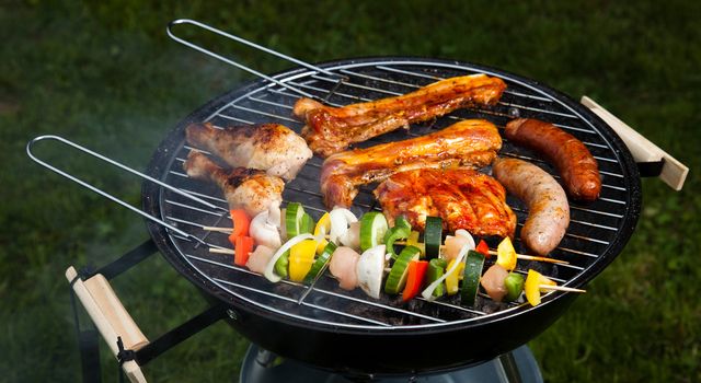Grilling, bright colorful vivid theme