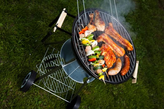 Grilling, bright colorful vivid theme