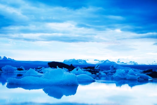 Lake iceland, bright colorful vivid theme