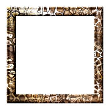 Square embossed frame with cracks for pictures with abstract spotty texture on a white background