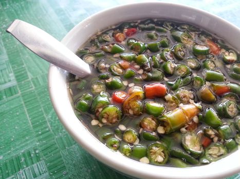 Chili with Fish Sauce in a bowl for Thai food concept