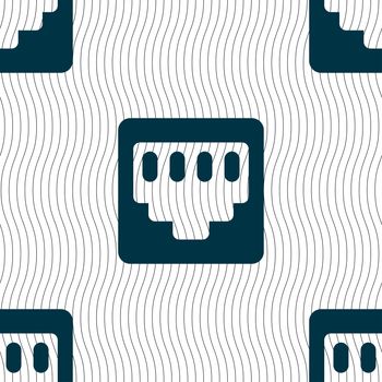 cable rj45, Patch Cord icon sign. Seamless pattern with geometric texture. Vector illustration