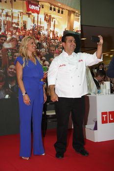 Cake boss Buddy Valastro,the star of TLC channel, with his wife, on 1 June 2015,in shopping center Usce in Belgrade,Serbia,promoting new programs and new season of the Cake boss tv show