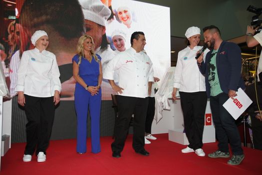 Cake boss Buddy Valastro,the star of TLC channel, with his wife, on 1 June 2015,in shopping center Usce in Belgrade,Serbia,promoting new programs and new season of the Cake boss tv show