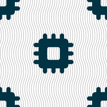 Central Processing Unit icon sign. Seamless pattern with geometric texture. Vector illustration