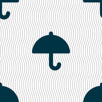 Umbrella icon sign. Seamless pattern with geometric texture. Vector illustration