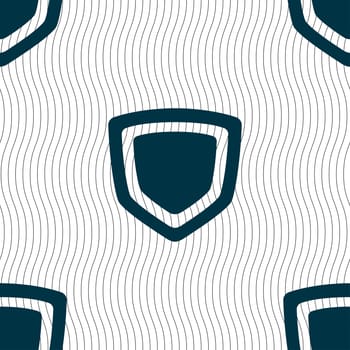 shield icon sign. Seamless pattern with geometric texture. Vector illustration