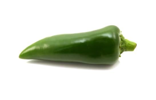 Small spicy green chilli, isolated on a white background