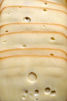 Thin plate of cheese close up