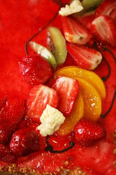 Piece of a pie with fruit