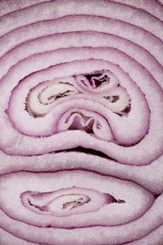 background of half cut red onion, macro
