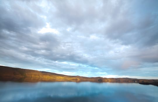 Lake iceland, bright colorful vivid theme