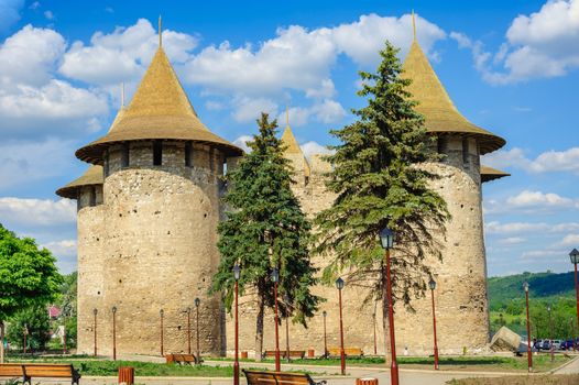 Whole view of medieval fort in Soroca, Republic of Moldova. Fort  built in 1499 by Moldavian Prince Stephen the Great. Has been renovated in 2015