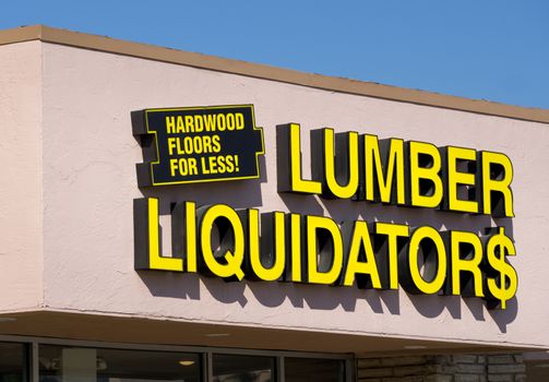 CANYON COUNTRY, CA/USA - MAY 31, 2015: Lumber Liquidators store exterior. Lumber Liquidators is an American retailer of hardwood flooring.