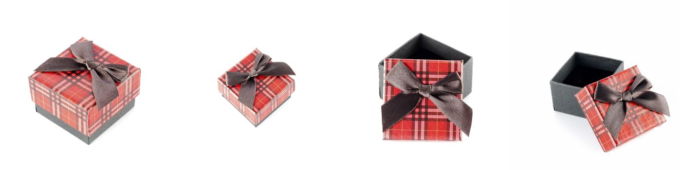 red gift box scotch line isolated on white background