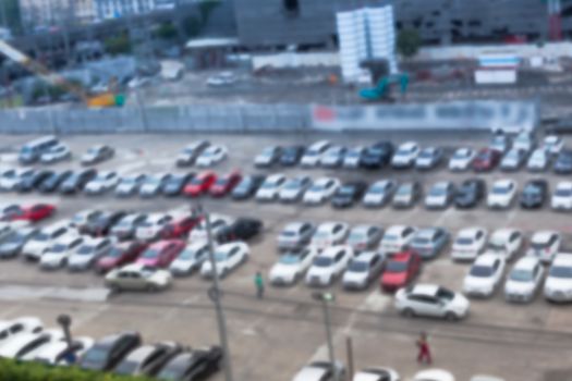 Abstract blur background of car parking, shallow depth of focus, top view