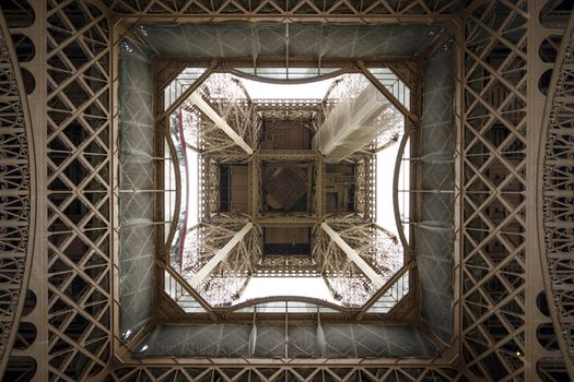 Fragment of construction the Eiffel Tower in Paris, France