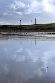 windmills reflected on Beal beach county Kerry Ireland