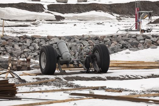 A pair of wheels that is used for moving heavy stuff