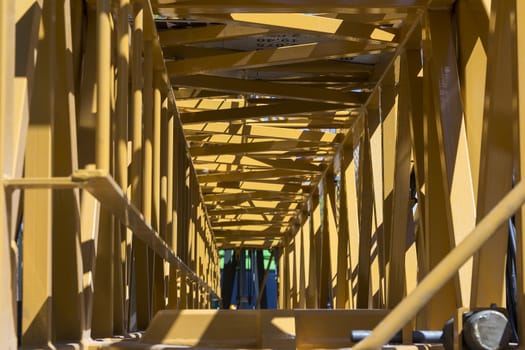 Inside a building crane and the steel construction