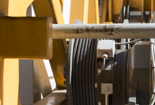 A closer look at a construction crane for lifting stuff at construction sites