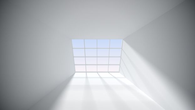 Abstract white room with window