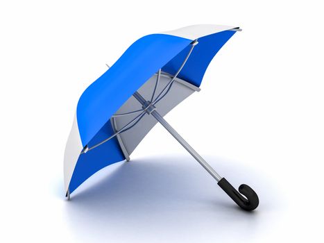blue and white umbrella on a white background