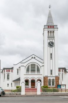 RIVERSDALE, SOUTH AFRICA - DECEMBER 26, 2014: The Dutch Reformed Church, Riversdale in the Western Cape Province of South Africa. The text above the entrance says: The House of God, the gate to Heaven
