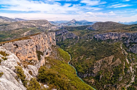 Landscape view of river and Canyon du Verdon, Provence, France