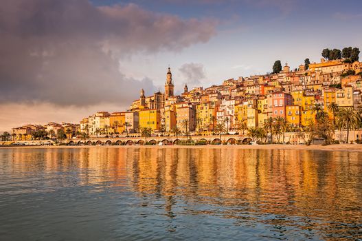 Cityscape view of colorful village Menton in Provence, Cote d'Azur, France