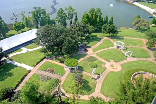 A view of gardens from up high