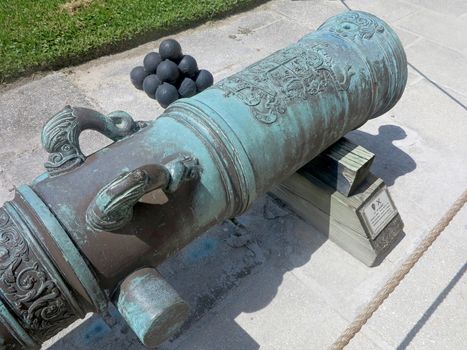 A Cannon at the Castillo de San Marcos Fort in St Augustine, Florida.      