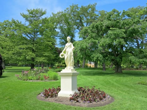 The Statue of the Roman Goddess Flora at the Halifax Public Gardens In Halifax, Nova Scotia, Canada