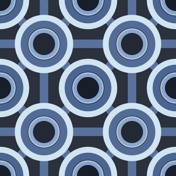 Shades of blue geometric circle pattern with connecting lines.