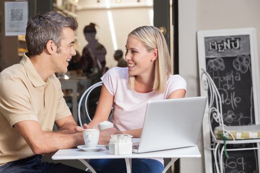 Couple in love drinking coffee