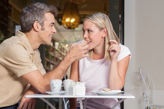 Couple in love drinking coffee