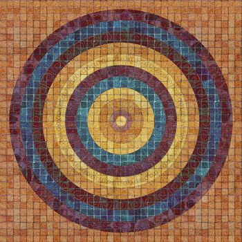 Colorful repeating circular pattern on tiles - illustration on tiling texture.