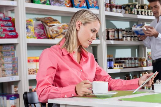 woman drinking a coffee