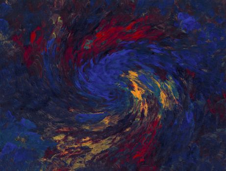 Abstract acrylic in blue, red and yellow