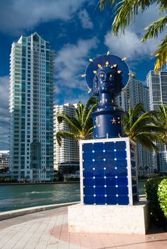 Coast of Miami Beach with Vegetation and Skyscrapers