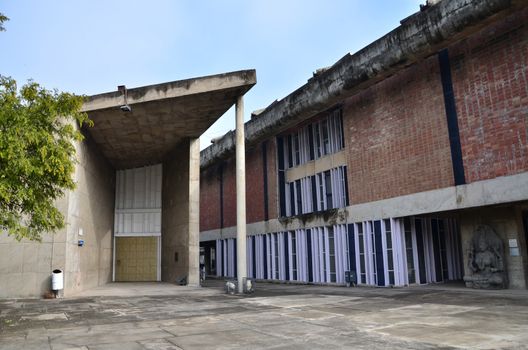 Chandigarh, India - January 4, 2015: Government Museum and Art Gallery in Chandigarh, India on January 4, 2015. The building is square 165x165 feet (50x50m) and was designed by noted architect, Le Corbusier.