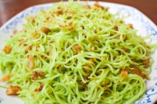 Stir Fried Noodles with Pork Rind Stock Photo