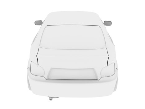 Car model on isolated white background, rear view