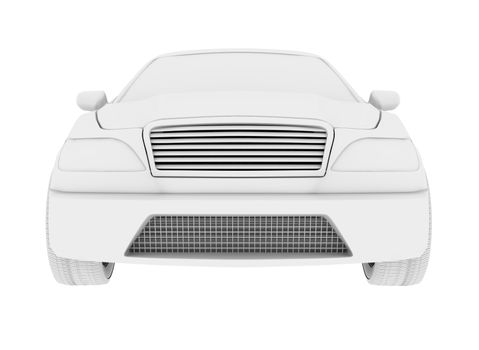 Car model on isolated white background, front view