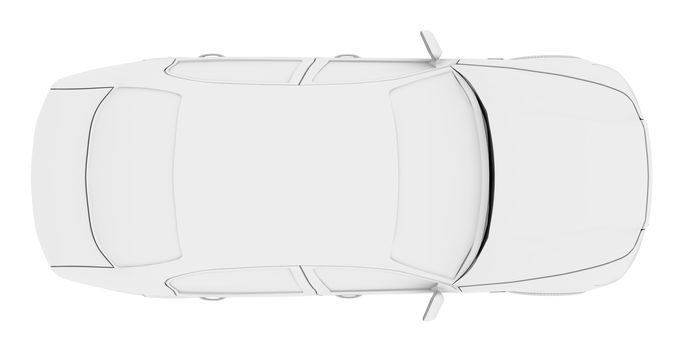 Car model on isolated white background, top view